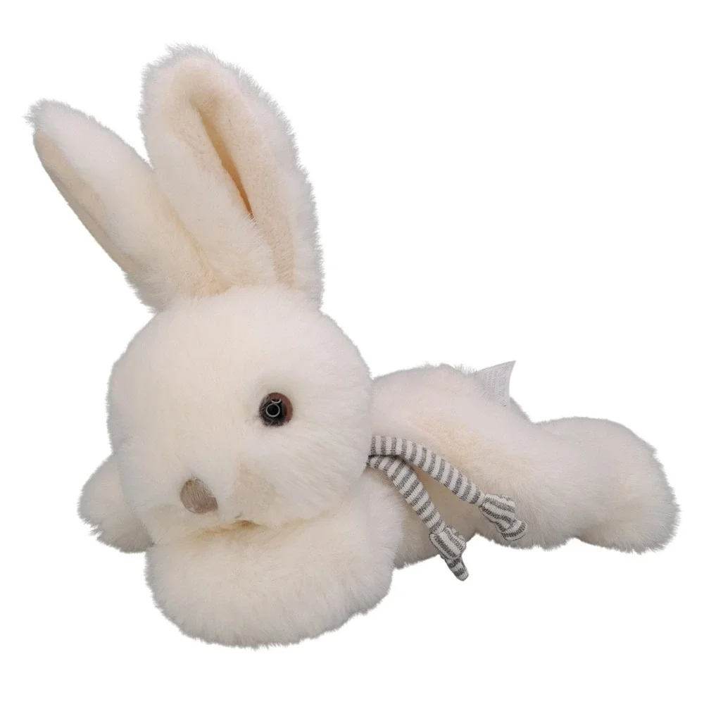 Bukowski Design Sweden White Plush Bunny Rabbit Striped Scarf Stuffed Animal 7in